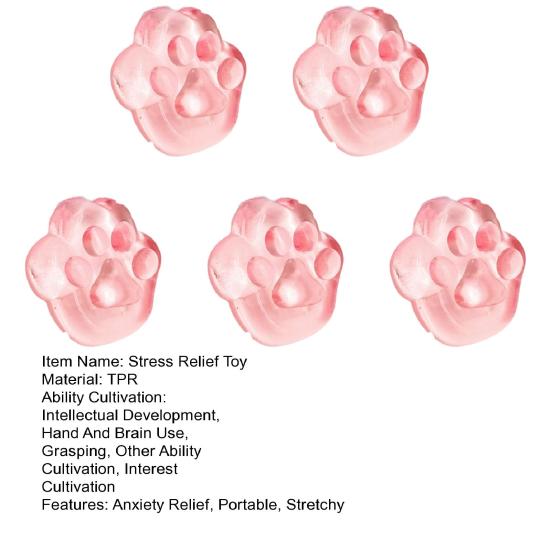 5Pcs Ice Cube Squeeze Toy Stretchy Transparent Cat Paw Sensory Toy Anxiety Relief Stress Ball Classroom Prizes Party Favors