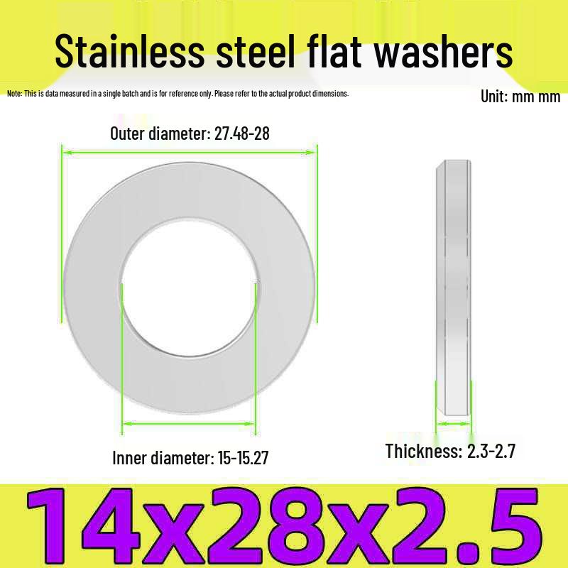 Stainless Steel Flat Washer Gasket, No Burrs, GB97 Standard (201/316/304)