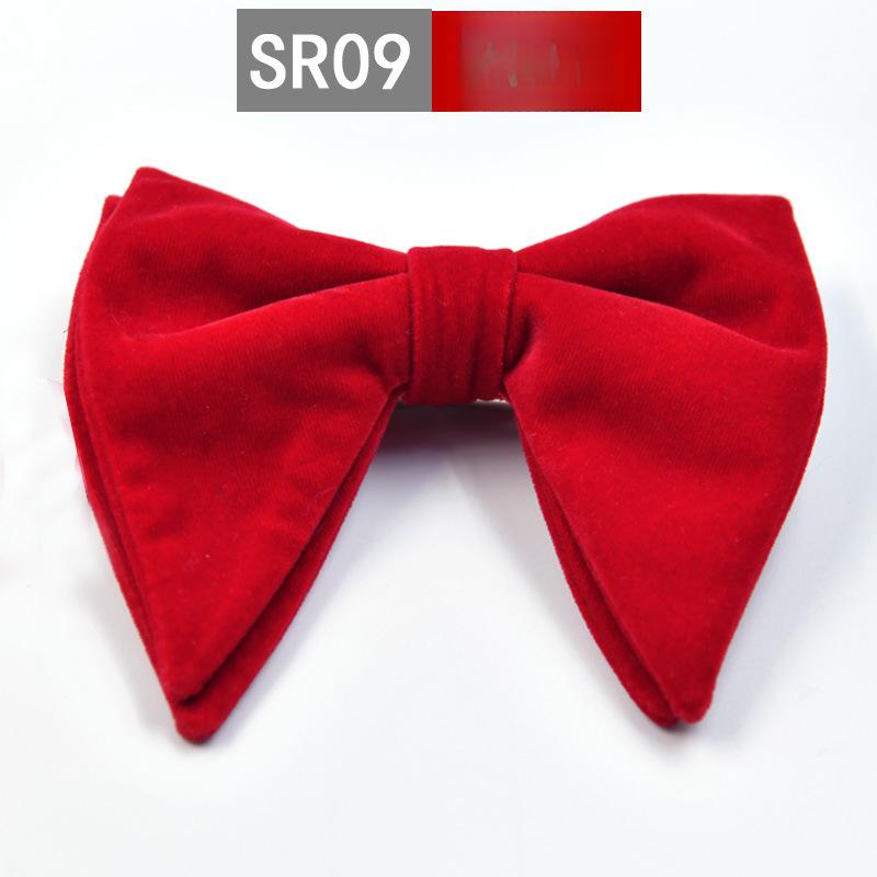 Weinrote doppellagige Fliege aus Samt mit Blumenmuster für Herren – modischer Horn-Stil