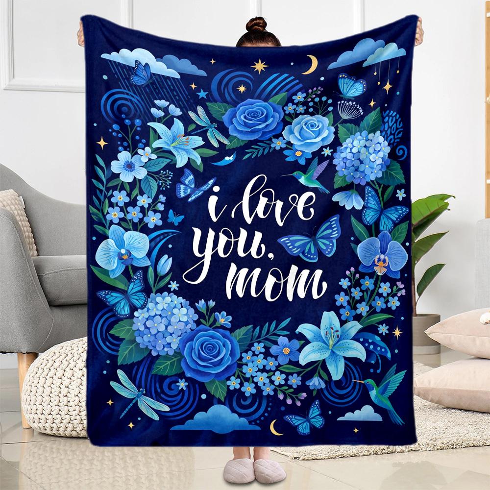 Heartfelt Mom's Gift Flannel Blanket-Soft and Suitable for Sofas,Beds,Offices,Travel,All Seasons,Great Gift for Holidays and Birthdays.