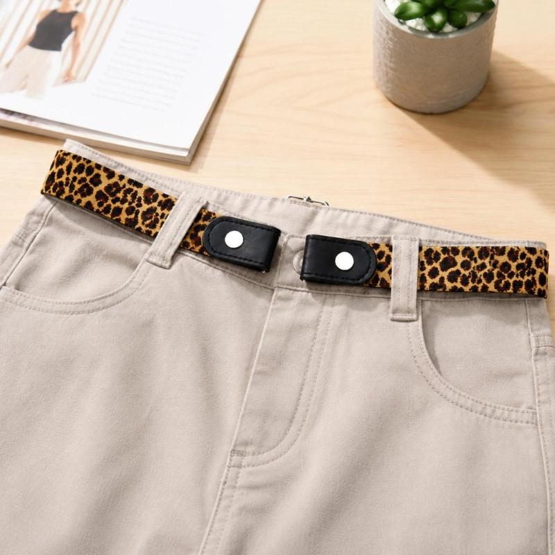 Stretchy Waist Tightening Belt, Adjustable No-Buckles Belt with Woven Elastic Strap, Waist Fastener for Office Jeans Trousers and Skirts