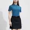 Fila Color Block Stand Collar Golf Knit Short Sleeve T-Shirt Women Tops Loco-Blue A11W415106F-DG