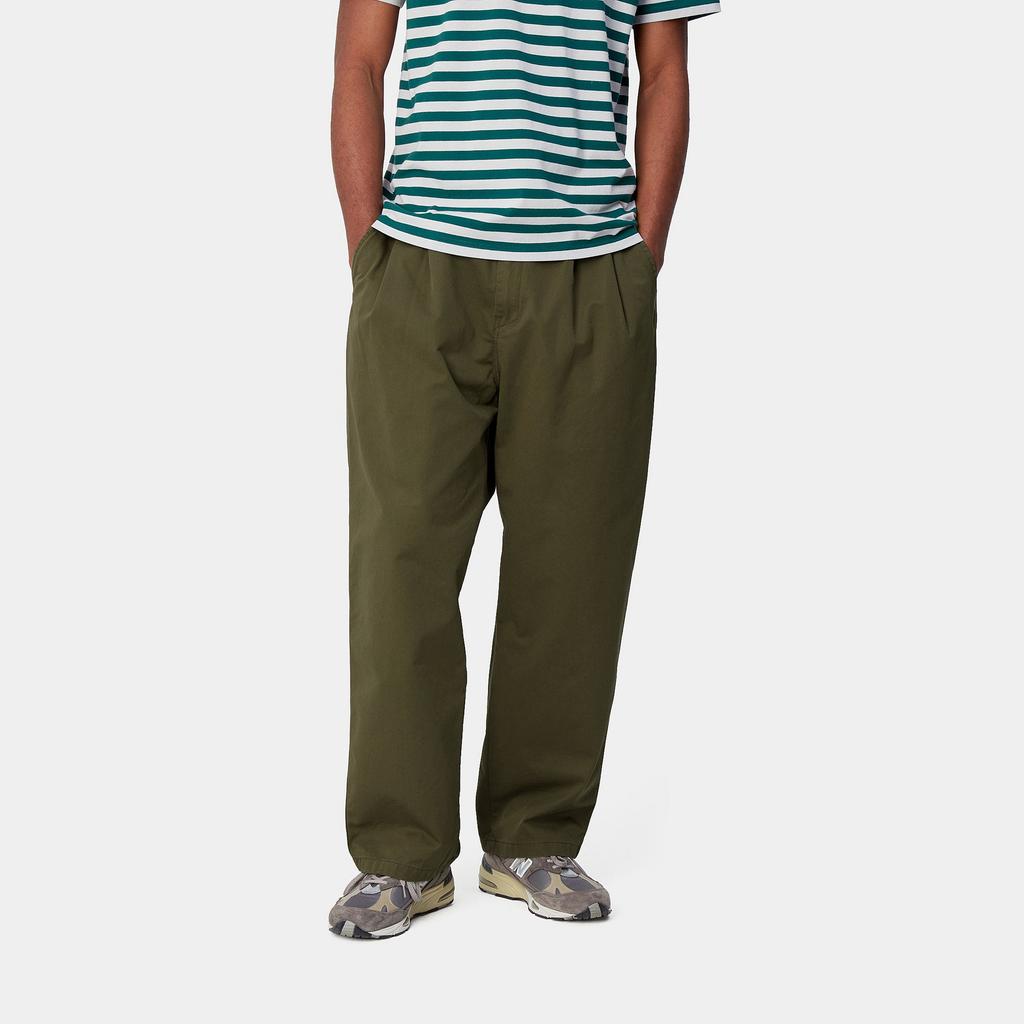 Carhartt WIP SS24 Marv Pant Loose Fit Straight Leg Solid Color Square Label Zipper Casual Pants Men pants Army-Green I033129-1YS-06