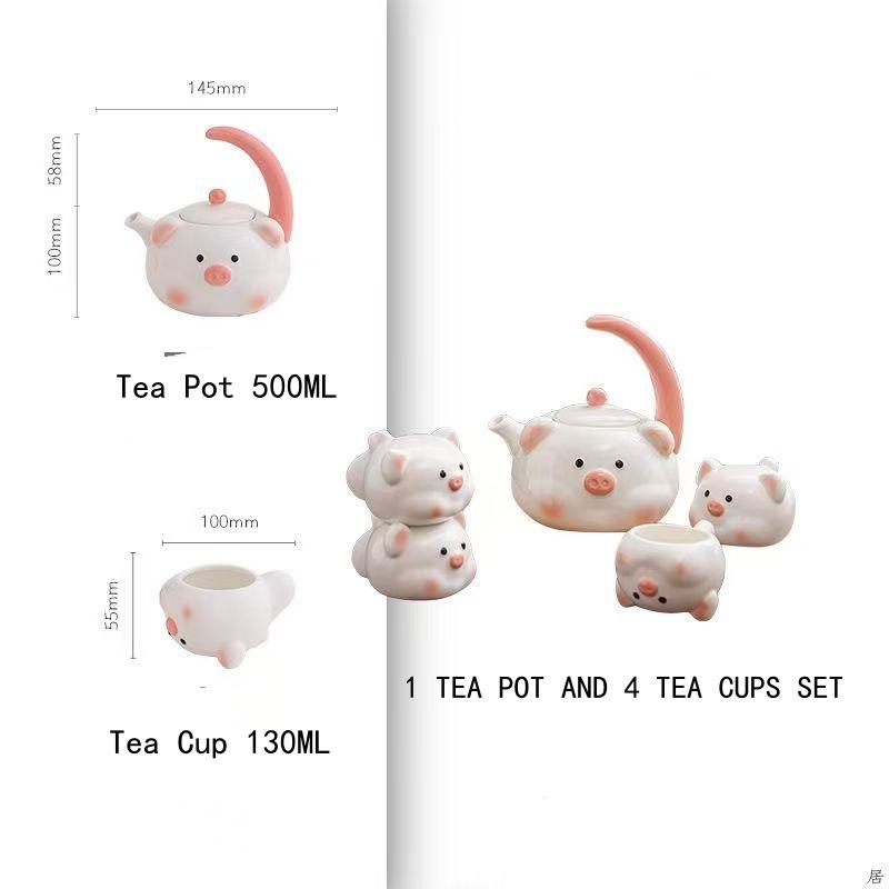 Keramik Cartoon Schwein Eltern Teekanne und Ferkel Kind Teetassen Porzellan Teegeschirr Sets
