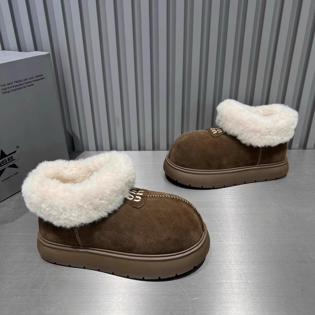 Big head snow boots thick sole 2025 winter new northeast velvet thickened warm shoes big cotton shoes snow cotton winter shoes