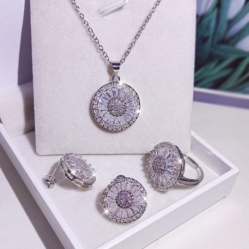 Popular Necklaces Gift Jewelry Micro-Set Zircon Necklace Earrings Bracelet Ring Set