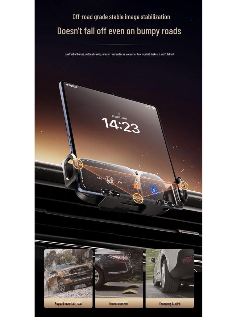 Foldable Phone Car Mount with Wireless Fast Charging - Compatible with Huawei & Samsung, Air Vent Clip