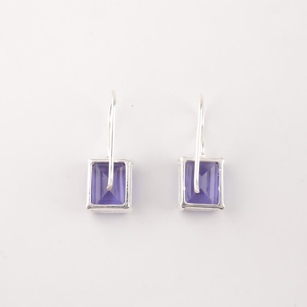 Natural Iolite Gemstone 925 Sterling Silver Jewelry Handmade Earrings 1.06" Gift EE-167-6
