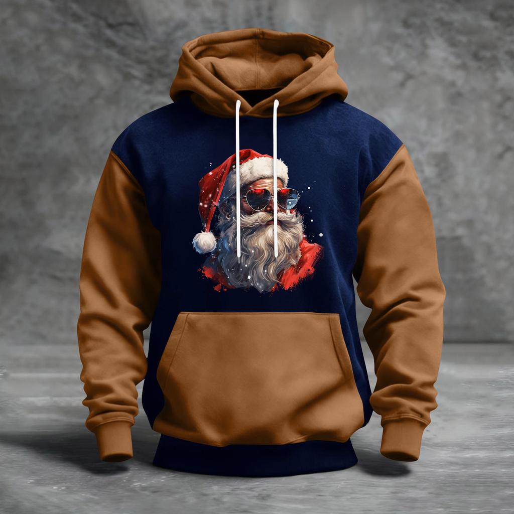 Herren Weihnachten Print Colorblock Kapuzenpullover Lässig Sport Komfort Sweatshirt