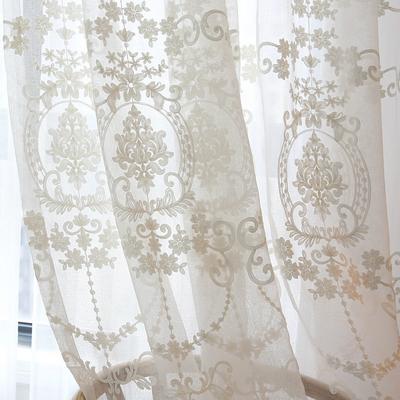 Écran de fleur brodé blanc, rideau en Tulle de Style européen, Perspective, chambre à coucher, salon