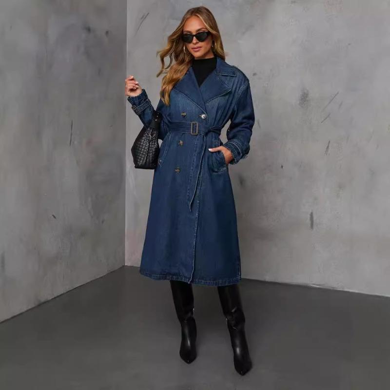 BITCED Fashion Summer Spring Solid Color Print Long Sleeve Denim Jacket Coat