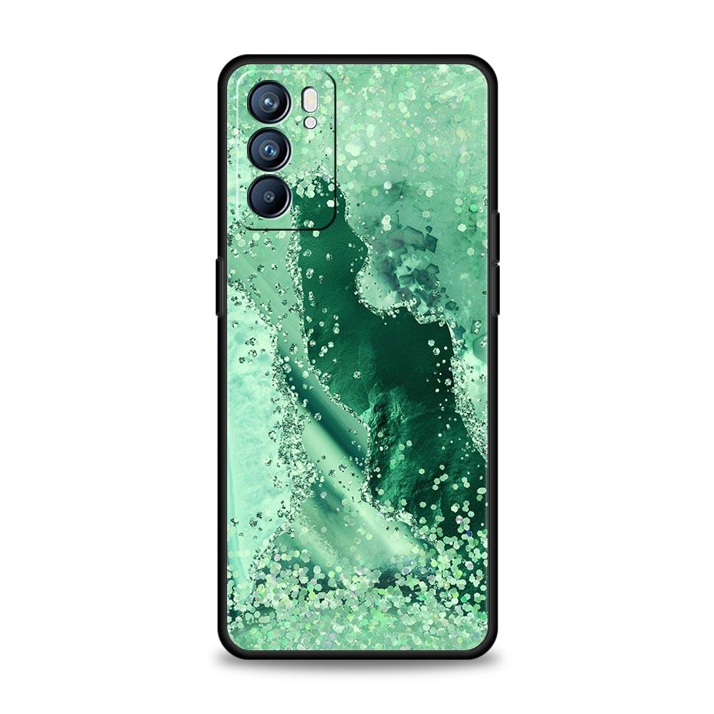 Rainbow Glitter Agate Marble Art Phone Case For Oppo Find X5 A54 A53 A52 A9 2020 A15 A95 A16 A76 A74 Reno7 SE Reno6 Pro 5G Cover