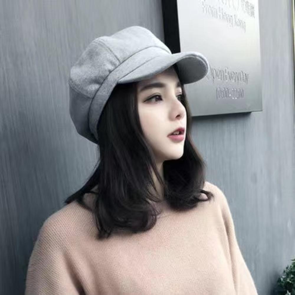 Solid Color British Berets Ear Protection Artist Hat Elegant Woolen Octagonal Hat  Girl