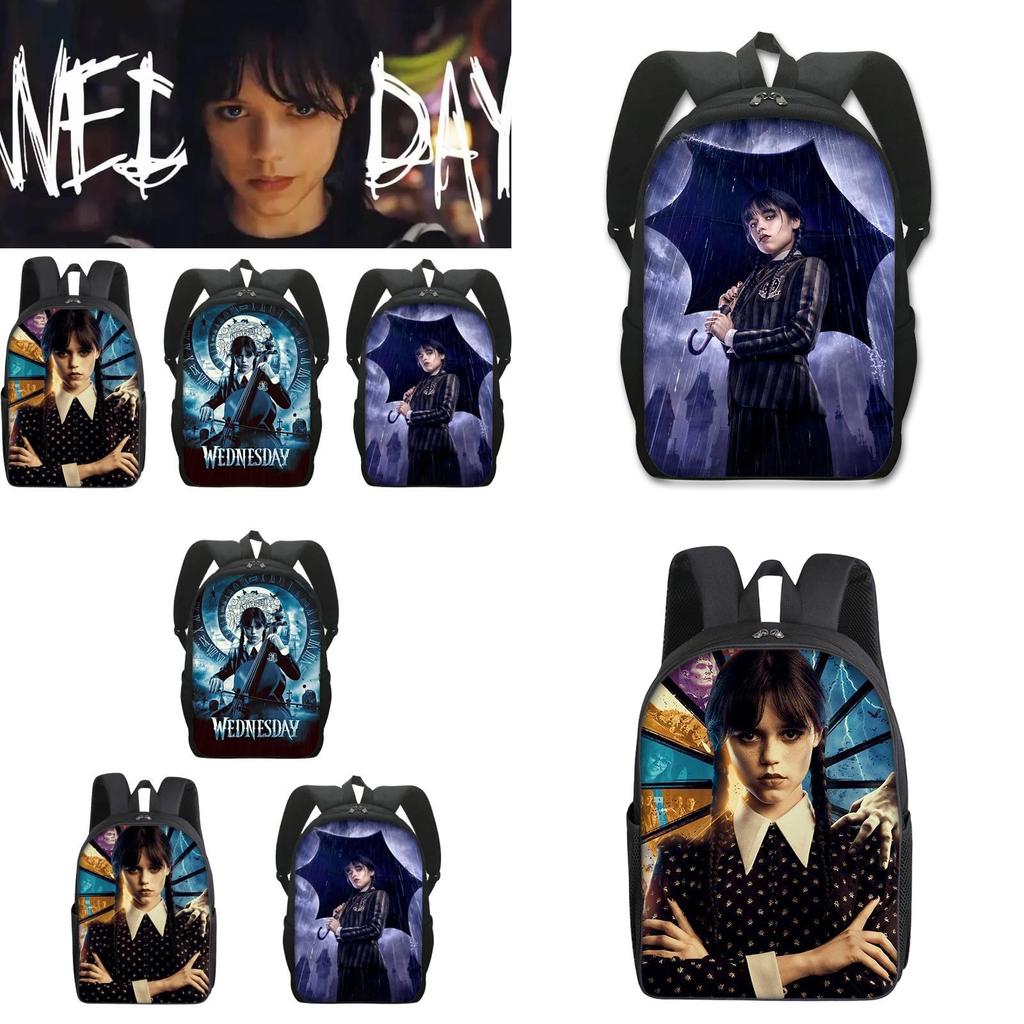 2023 New Wednesday Addams Backpack For Elementary School Students Double Layer Design For Boys And Girls