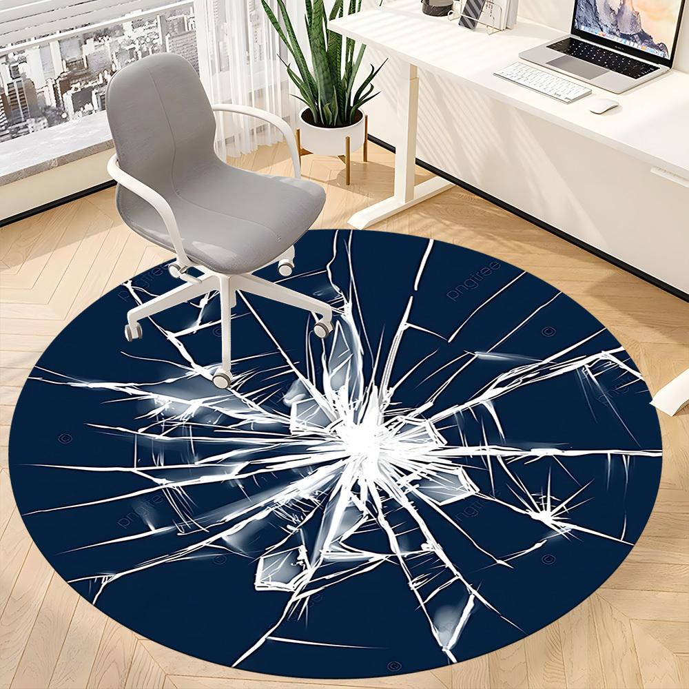 1pc Shattered Glass Office Round Rug, Carpet for Office, Gaming, Lightweight Round Floor Mat yy260205076