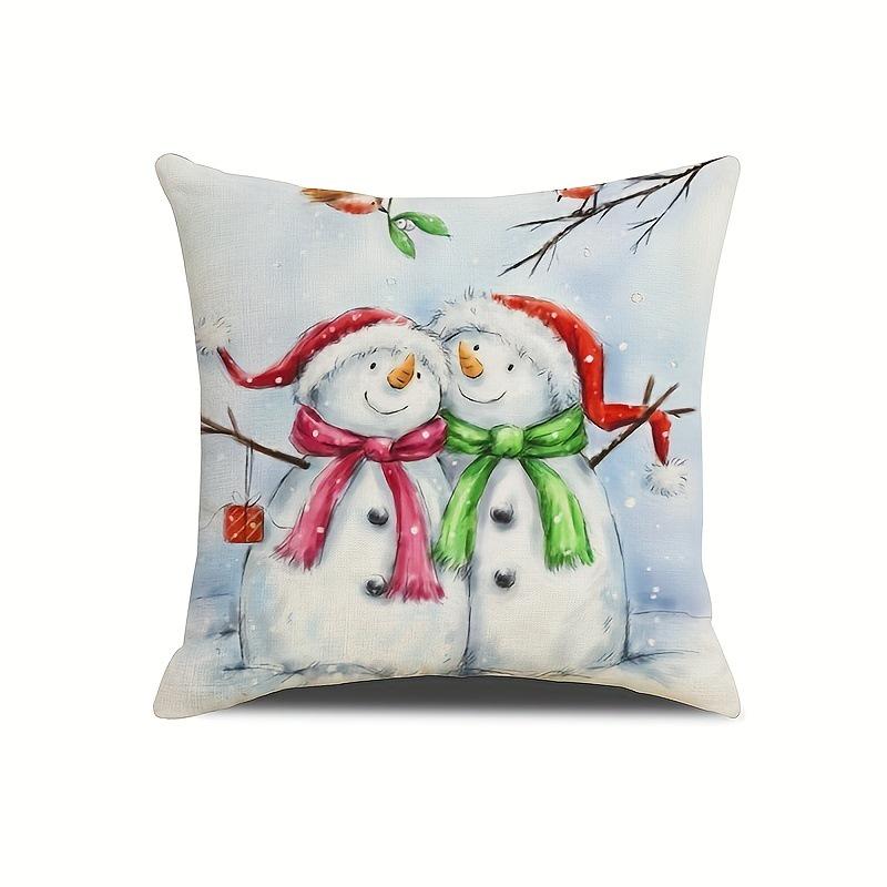Christmas Snowman Cushion Cover - Decorative Options for Car or Sofa