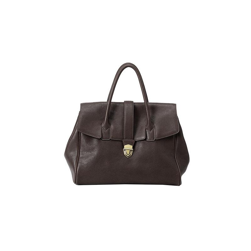 Portable briefcase versatile high-end leather retro large-capacity commuter bag