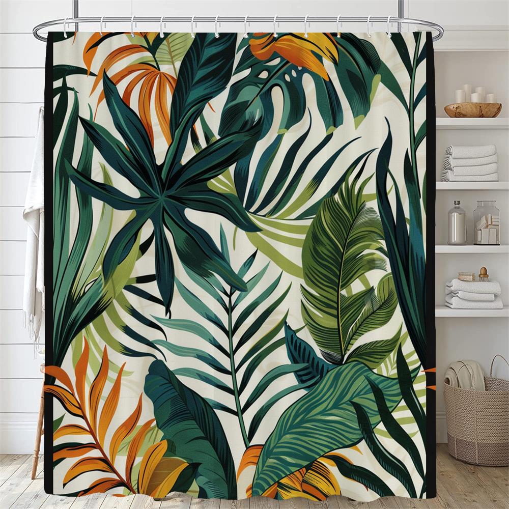 Green Plant Leaf Vines Flower Shower Curtain Print Modern Nordic Leaves Polyster Home Decor Bathroom Curtain With Hooks