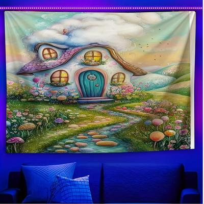 Whimsical Cottage By The Sea Tapestry - Charming Wall Hanging For Home Decor, Perfect Gift For Those Who Love Coastal
