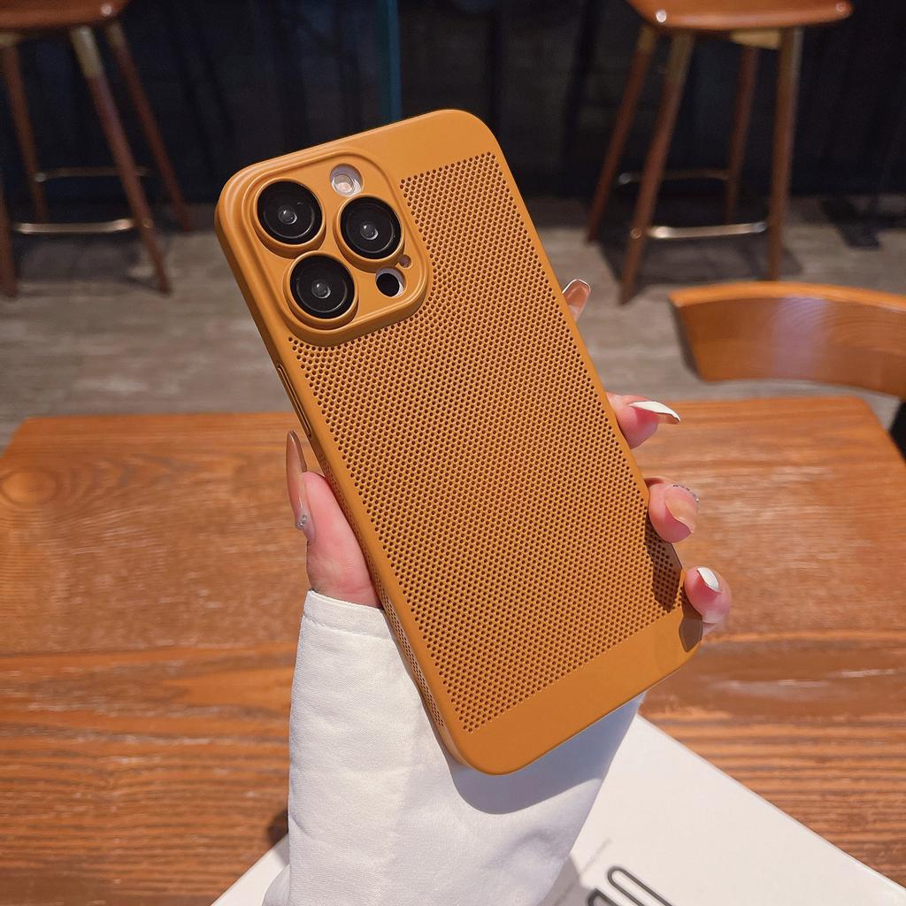 Heat Dissipation Fuel Injection Lens Film Is Suitable for Apple 16Promax Mobile Phone Case Grid Breathable iPhone15 Protective Case 14.