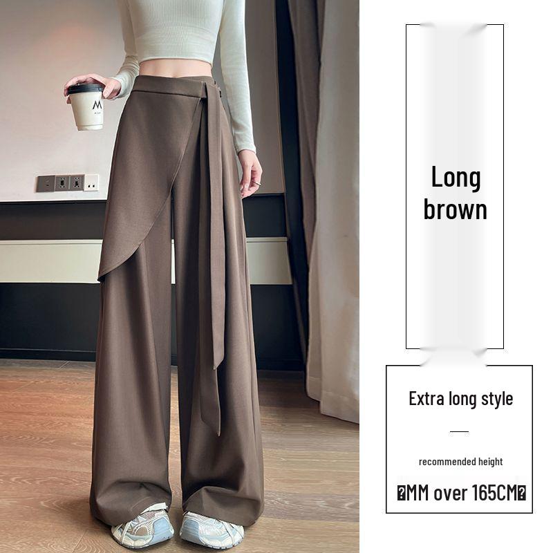 

Women s High-Waist Drape Palazzo Pants - Slimming, Straight-Leg, Irregular Strap - Spring/Summer 2026. L [55-63kg]