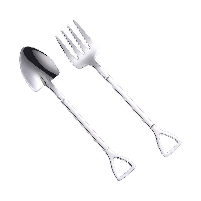 304 Stainless Steel Shovel Spoon: Fork-Style Dessert, Honey, Coffee Stirring, Paste, Powder, Customizable Logo, Small Spoon