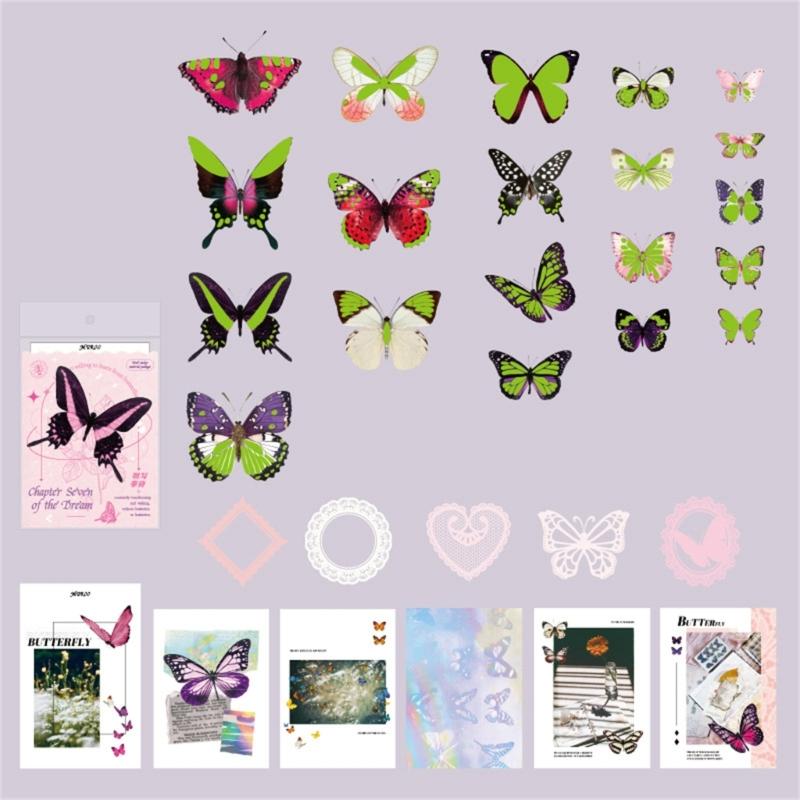 Colorful Butterfly Label Glowing Sticker Craft Materials Suitable for Classroom Decorations Party Favors Craft Set