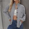 Autumn Winter Women's Cardigan Long Sleeve Stand-up Neck Single Breasted Knitted Sweater