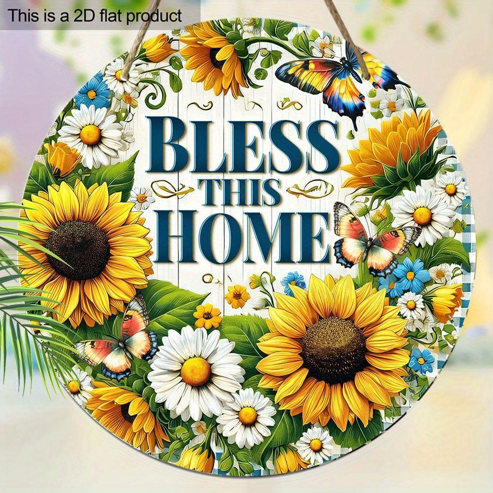 2D Flat Hanging Decorative Signs,interior Wall or Door Decoration,garden Decoration,the Pattern Is Sunflower,a Housewarming Gift for Friends