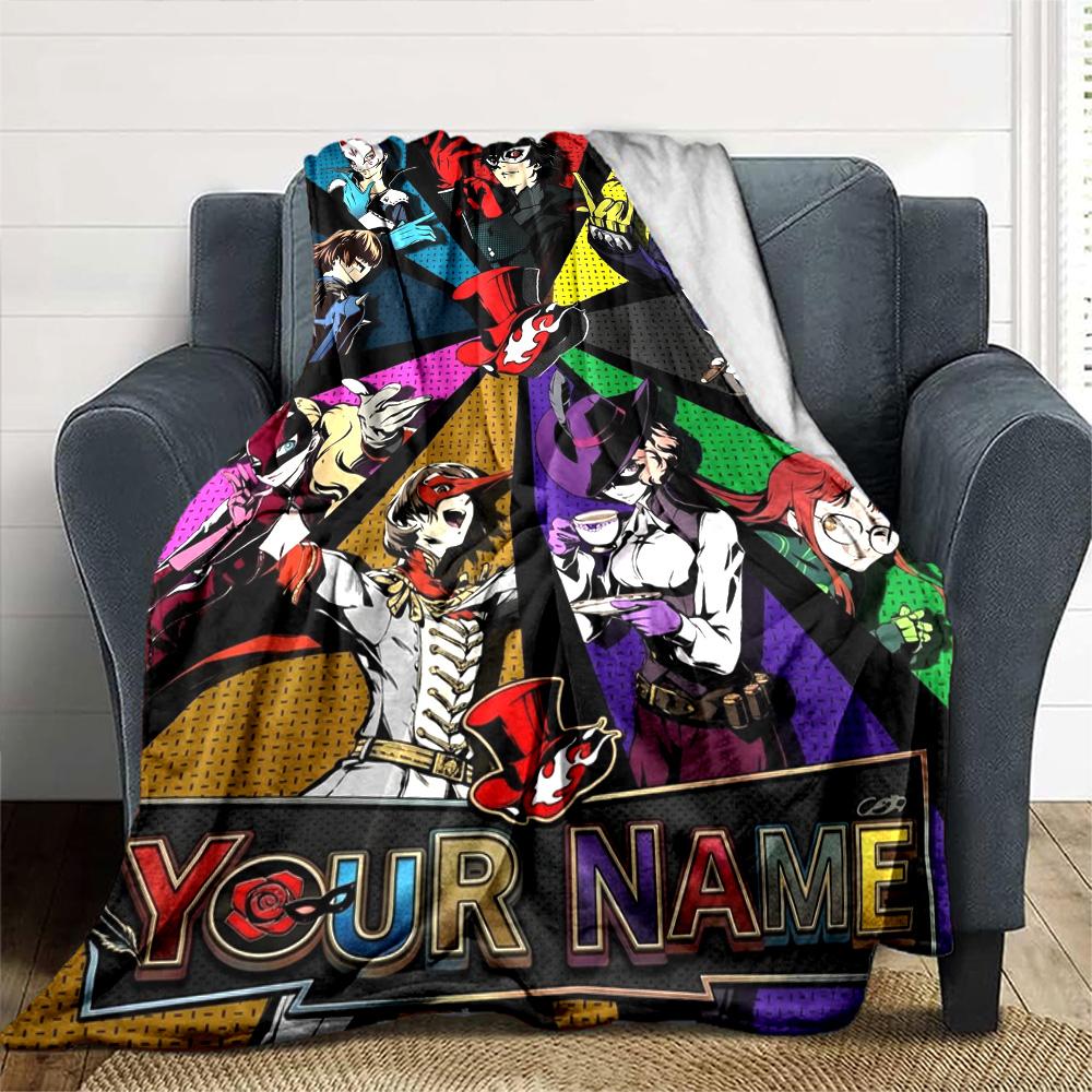 Name Custom Persona 5 Print Flannel Blanket High Quality Warm Comfortable Cover for All Seasons Perfect for Gifts Home Decor