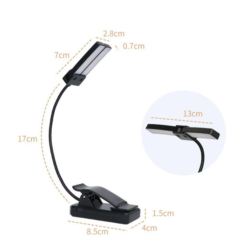 Durable Black LED Clip Light USB Rechargeable With 18 Lights Music Stand Light Portable Music Sheet Lamp Bedroom