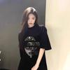 Pure Cotton American Retro Street Hip Hop Face Printing Short-sleeved T-shirt Women's Summer New Loose Trendy Top
