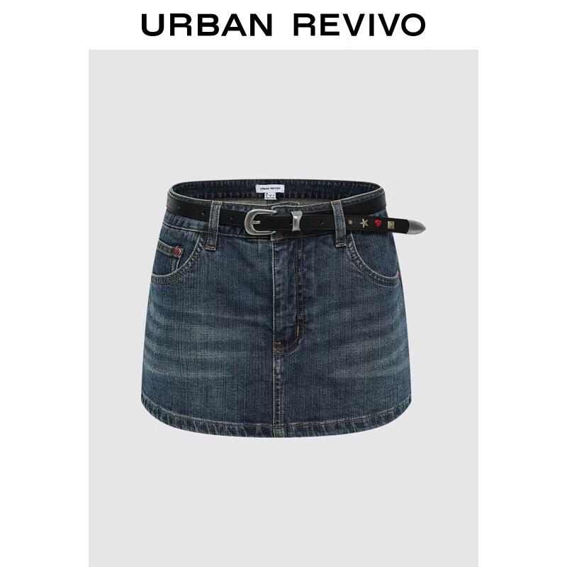 UR2026 Women s Trendy Washed Denim Skort 28 синий