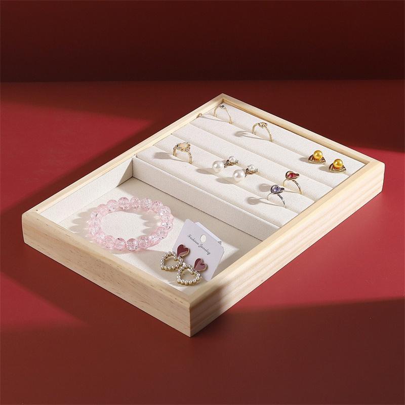Vintage Jewelry Display Tray Multipurpose Earrings Ring Necklace Bracelet Plate Wooden Storage Trays Counter Jewellery Organizer