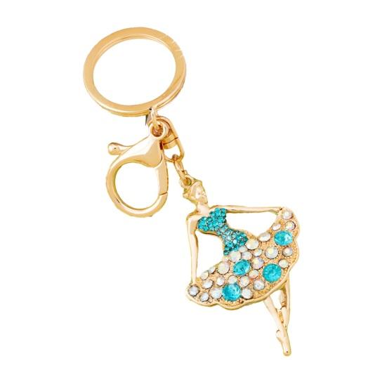 Ballerina Rhinestones Keychain Sparkling Ballet Dancer Key Ring for Women Girls Elegant Car Accessory Bag Charm Romantic Gift for Dancers Birthday