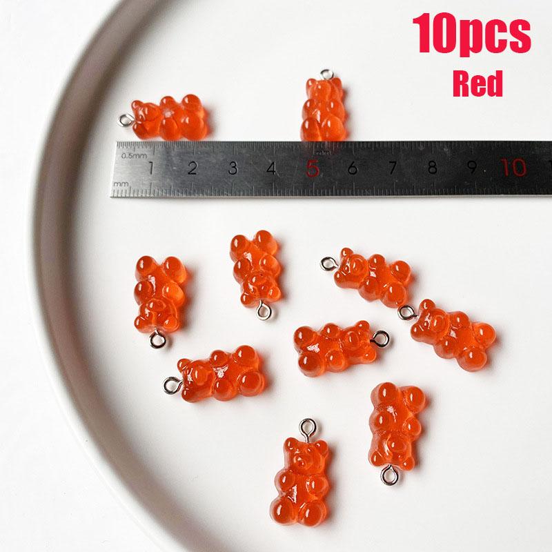 10/50 Stück Bunte Gummibärchen Anhänger Charms für Halskette Armband DIY Ohrringe Schmuck Bären Valentinstagsgeschenk 2,1*1,1cm