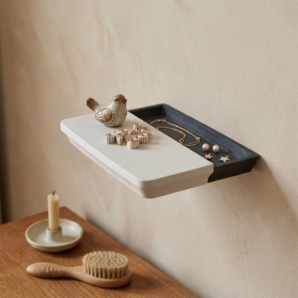 Plastic Floating Wall Mount Shelf Slide Open Display Rack with Drawer Entryway
