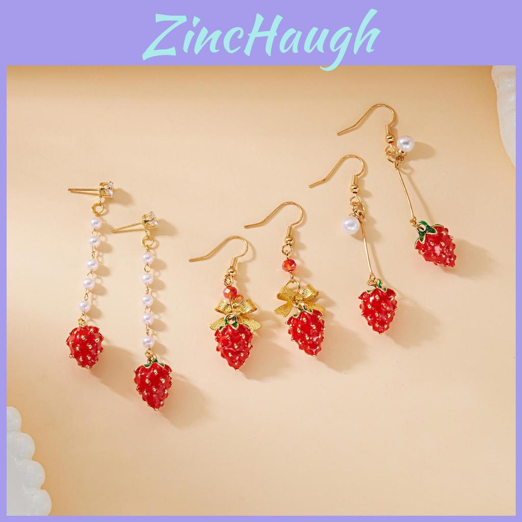 Floral Drop Earrings Alloy Pearl Jewelry For Women Featuring Fruit Motifs For Office Style