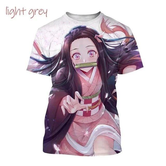 Summer Nezuko Kamado 3D Personalized Anime Printed T-shirt Fashion Men and Women Devil Slaye Short Sleeve Hip Hop T-shirt