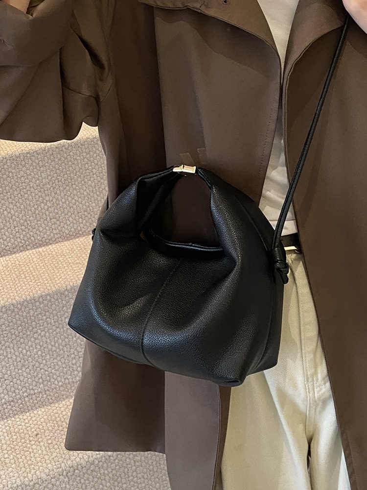 2024 New Vintage Crossbody Bags For Women Trendy Soft Leather Small Handbags Lady Daily Commuter Bucket Bag