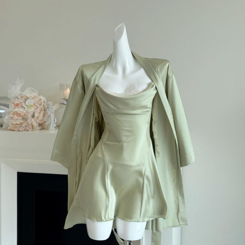 2026 Lace Strap French Nightdress Slim Pure Style Sexy Nightwear Ice Silk Homewear