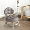 Low Round Rolling Stool PU Leather 360° Rotating Pulley Stool Roller Seat Short Stool for Home Library Office Garage Salon