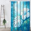 4Pcs Tropical Hibiscus Shower Curtain Set with Non-Slip Bath Mat, Toilet Lid Cover, Contour Rug & 12 Hooks, Bathroom Decor