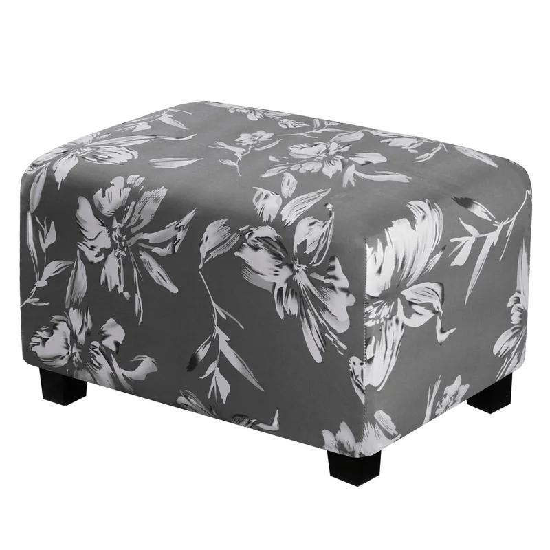 Ottoman Slipcovers Rectangle Super Stretch Footrest Sofa Slipcovers Footstool Protector Covers Feature Soft Thick Bouncy