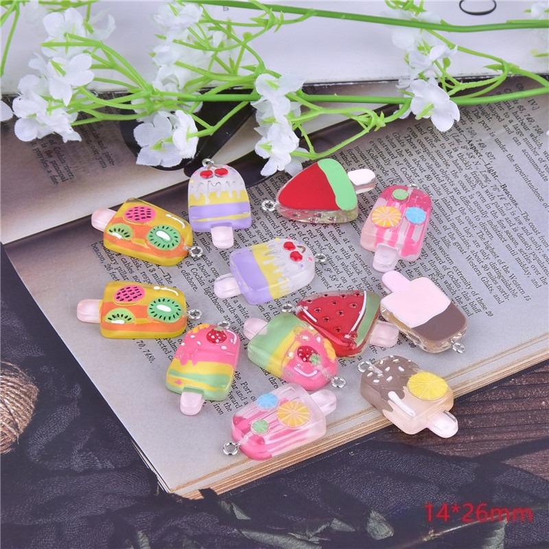 12Pcs of Acrylic Cute Mixed Fruit Popsicle Flat Back Scrapbook Kawaii DIY Jewelry Children Gift Hairpin Accessories