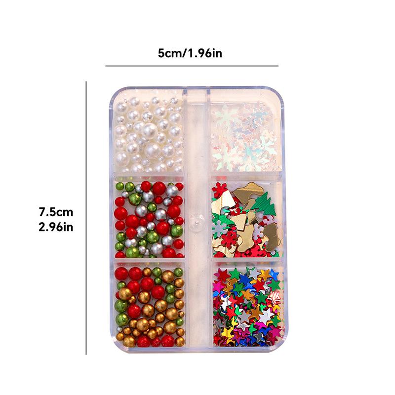 Christmas Red/Green Pearl Nail Rhinestone Mixed Size Pearlescent Colorful Beads Nali Charms Christmas Manicure Jewelry