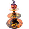 Halloween Themed Multi Tier Paper Dessert Stand For Spooky Party Tabletop Decoration And Sweet Treats Display