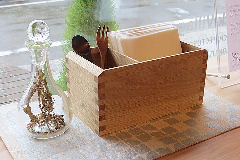 Oak Village Träpennhållare, Naturligt Trä, Tillverkad i Japan, för Små Föremål, Kontorsmaterial och Skrivbordsförvaring