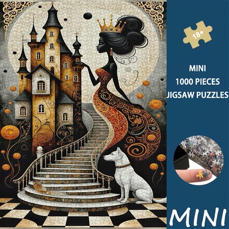 1000pcs Mini Puzzle Dark Queen Castle White Dog Puzzle Creative Stress Relief Home Decoration Fun Family Interactive Game Birthday Handmade Gift Uniqu