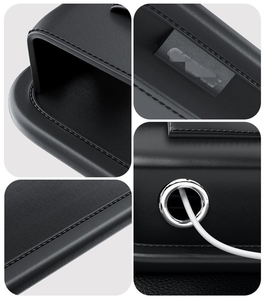 PU Leather Car Console Side Seat Gap Filler Front Seat Organizer for Cellphone Key Coins Stop Dropping between Seats Black